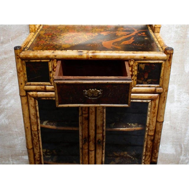 19th Century Victorian Japonisme Aesthetic Movement Bamboo Display Cabinet, 1880 For Sale - Image 13 of 14