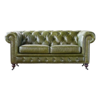 Chesterfield Leather Loveseat by Adoorne For Sale