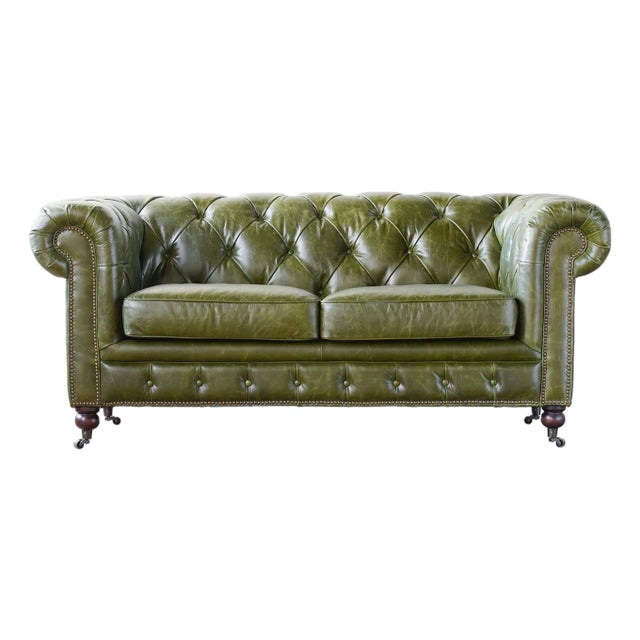 Chesterfield Leather Loveseat by Adoorne For Sale