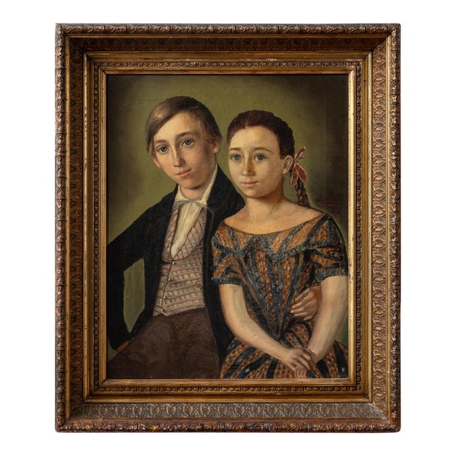 A Biedermeier Portrait of Children by Robert Schwedler, 1845 For Sale