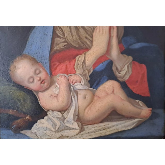 Italian Artist, Madonna and Child, 1700s, Oil on Copper, Framed For Sale - Image 5 of 11