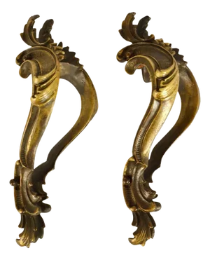 Double Italian Baroque Push Pull Bronze Door Handles, 1890s, Set of 2