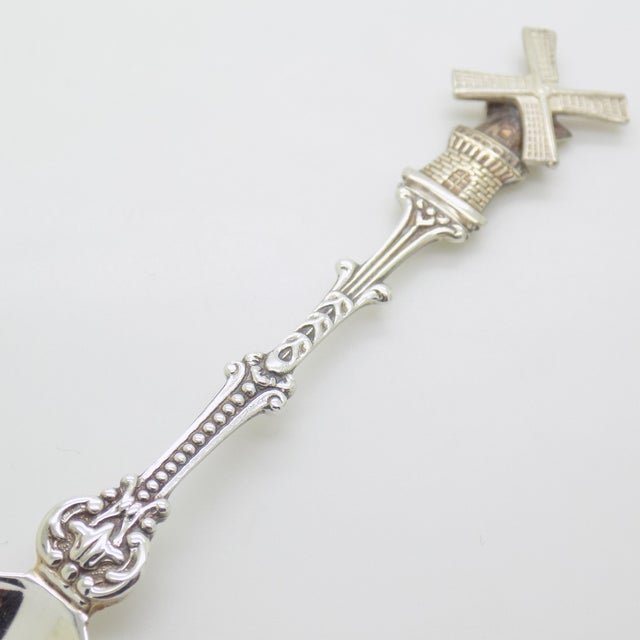 1970s Vintage Handmade Sterling Silver 925 Teaspoon With Spinning Blades Windmill For Sale - Image 5 of 12