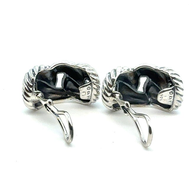 1990s 1990s Pair of David Yurman Clip on Earrings Sterling Silver Estate For Sale - Image 5 of 5