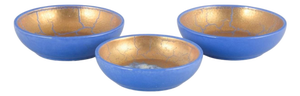 Faience Bowls with Blue and Gold Glaze by Wilhelm Kåge for Gustavsberg, 1930s, Set of 3
