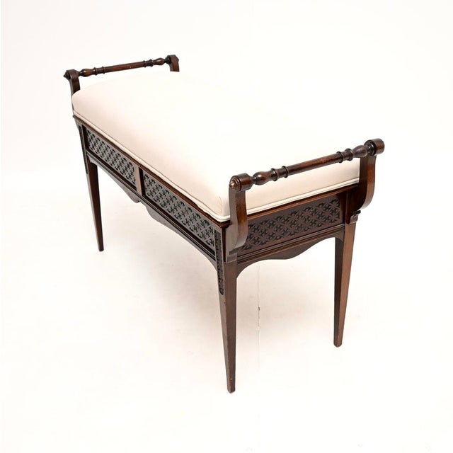Antique Victorian Duet Piano Stool attributed to James Shoolbred, 1880 For Sale - Image 6 of 11