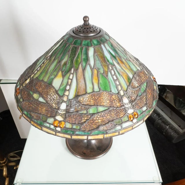1970s Vintage Dragonfly Motif Table Lamp in the Style of Lalique For Sale - Image 5 of 11