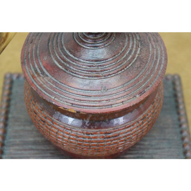 Antique Danish Carved Folk Art Hunt Pipe Bird Tobacco Keepsake Box 8" For Sale - Image 12 of 16