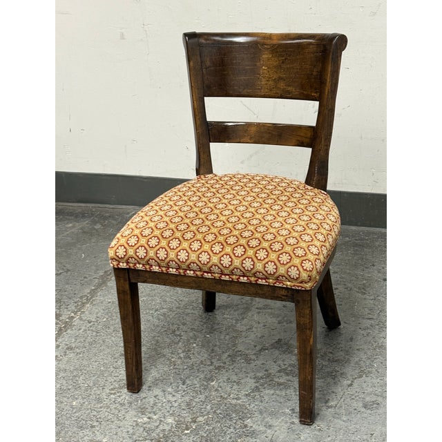 Traditional Vintage Wood + Fabric Side Chair For Sale - Image 3 of 12