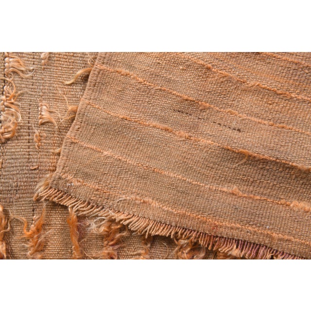 1970s Vintage Turkish Hand-Knotted Wool Cotton Orange Kilim Area Rug For Sale - Image 5 of 9