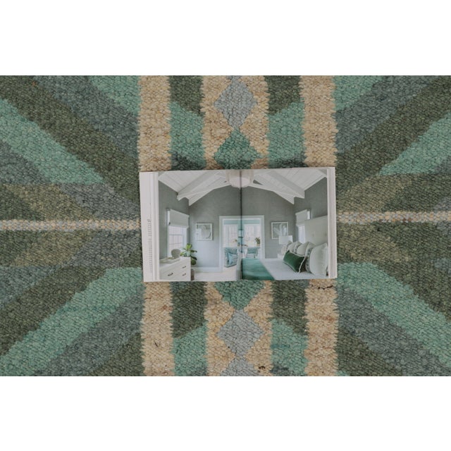 Contemporary Scandinavian Style Geometric Green Wool Rug by Rug & Kilim, India For Sale - Image 9 of 10