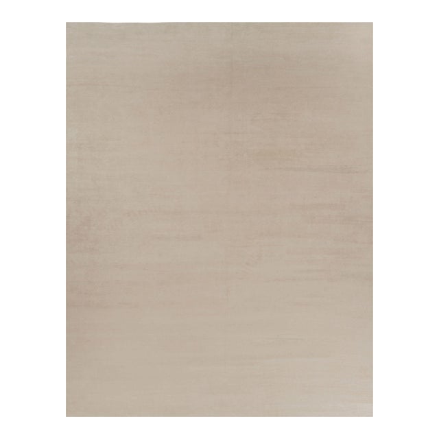 Rug & Kilim’s Oversized Modern Textural Rug in Beige and Cream Striae - 14x18 For Sale