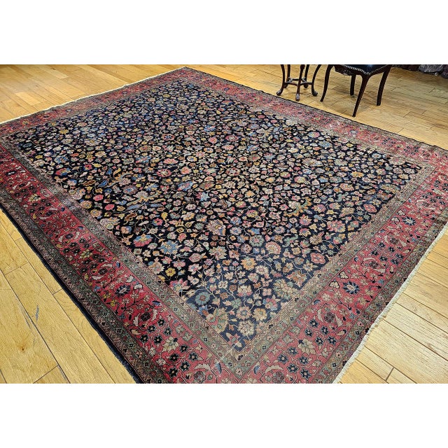Indian Antique Indian Agra Rug, Handwoven Wool, Allover Floral Design, 9' x 12' For Sale - Image 3 of 13
