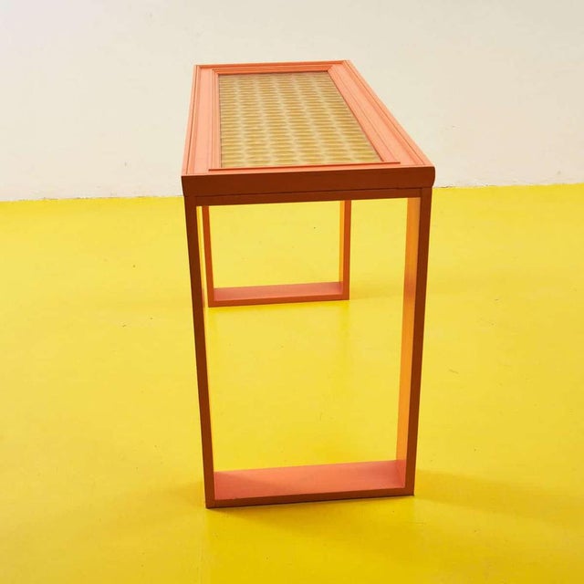 Optical Wooden Console Table, 1960s For Sale - Image 5 of 6