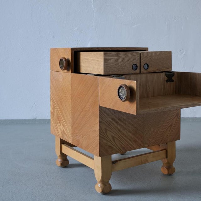 Mid-Century Oak Bar Cabinet Side Table For Sale - Image 4 of 14