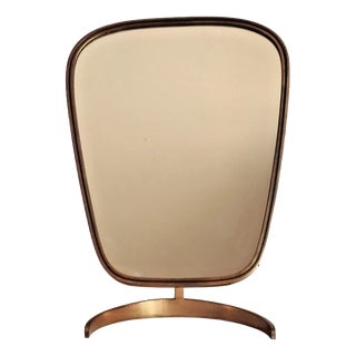 Mid-Century Brass Table Mirror from Vereinigte Werkstätten München, Germany, 1950s For Sale
