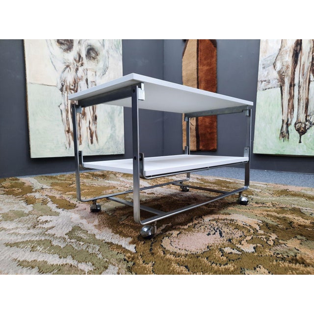 Kill International Space Age Flat Steel Bar Cart attributed to Horst Brüning for Kill International, 1960s For Sale - Image 4 of 11