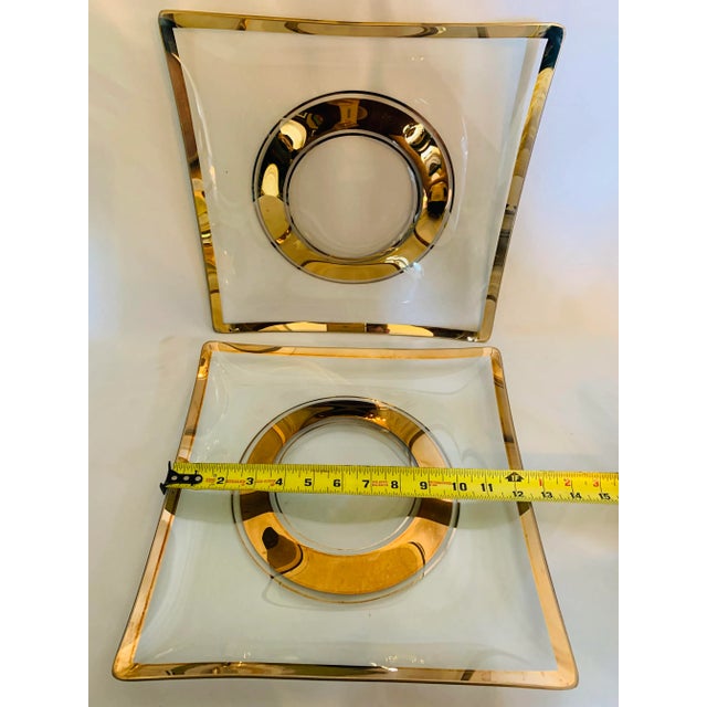 Mid-Century Gold Leaf Glass Trays With Elevated Center- a Pair For Sale - Image 12 of 13