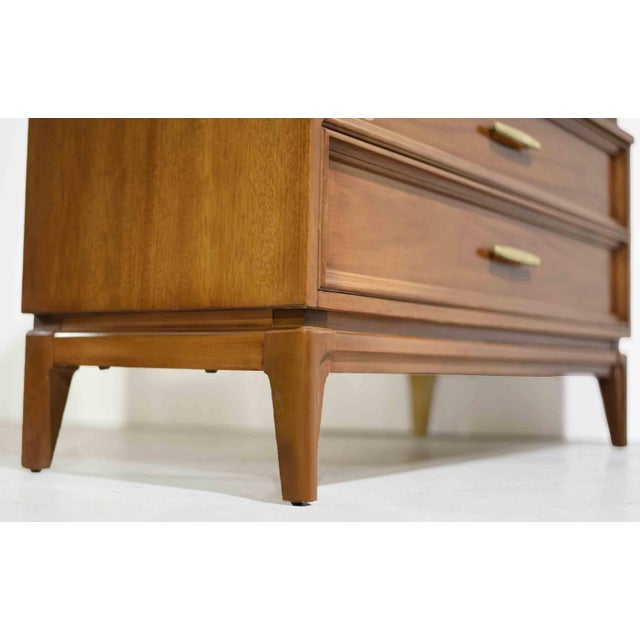 1960s Mid Century Modern Walnut Highboy Dresser by Dixie Furniture For Sale - Image 12 of 14