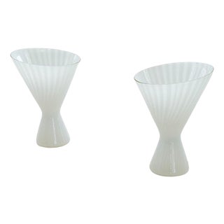 Large Classic White Murano Table Lamps, Italy, 1970s, Set of 2 For Sale