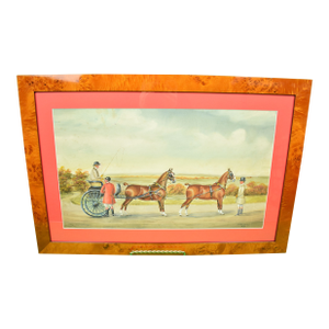 Lady Driving a 2-Horse Carriage C1929 Gouache by H. W. Standing (1894 - 1931)