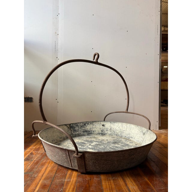 Gray Early 20th Century Industrial Farmhouse Hanging Metal Basin For Sale - Image 8 of 12