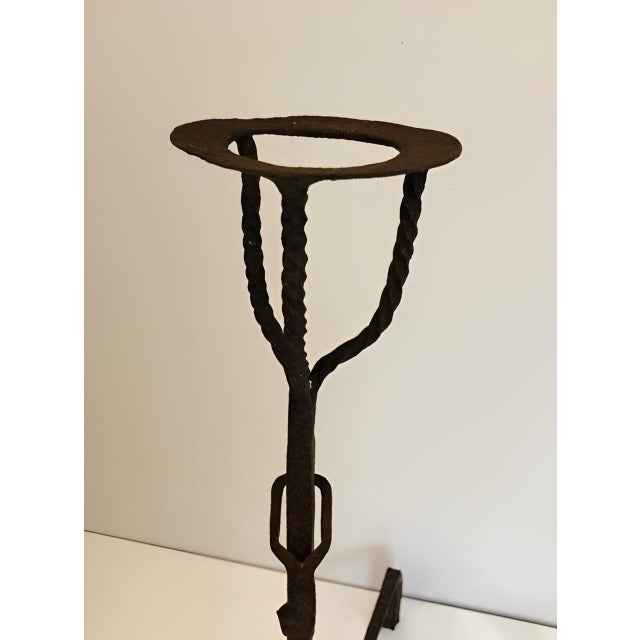 1650s Wrought Iron Landiers - a Pair For Sale - Image 6 of 9