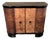 Mid-Century Art Deco Italian Burl Walnut Mosaic Dry Bar Cabinet with Mirror, 1960s For Sale