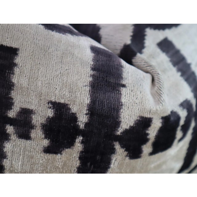 Handmade Black & White Silk Velvet Throw Pillow & Down Insert For Sale - Image 9 of 12