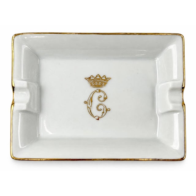 Vintage Hotel De Crillon Paris White Porcelain Ashtray Catchall Dish For Sale - Image 12 of 12