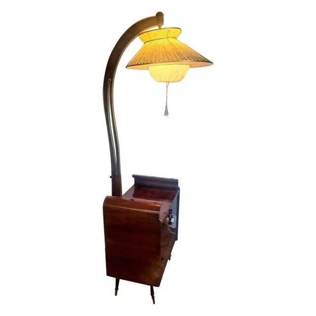Italian 1950s floor lamp -dry bar. Dry bar have 2 lights bulbs and when the door closes, the switch automatically turns...