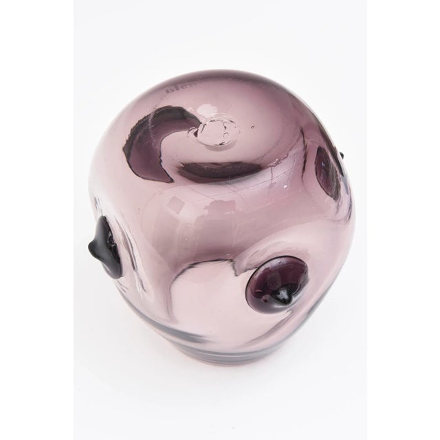Vintage Rare Wayne Husted for Blenko Signed Purple Nipple Apendage Vase, 1959 For Sale - Image 12 of 13