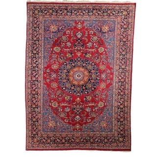 Antique Middle Eastern Tabriz Rug in Cotton & Wool For Sale