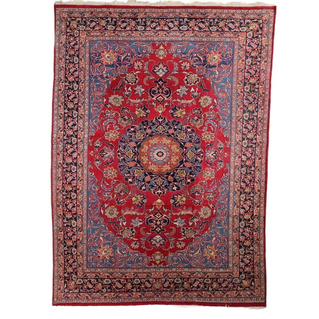Antique Middle Eastern Tabriz Rug in Cotton & Wool For Sale