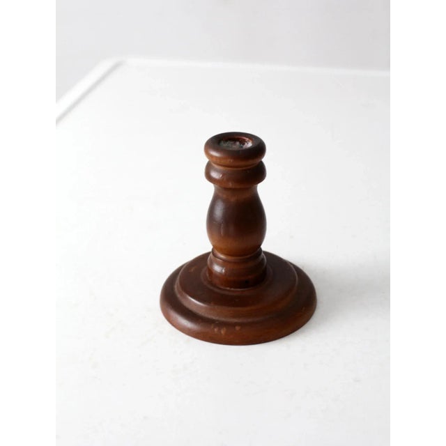 Wood Vintage Wooden Candlestick Holder For Sale - Image 7 of 9