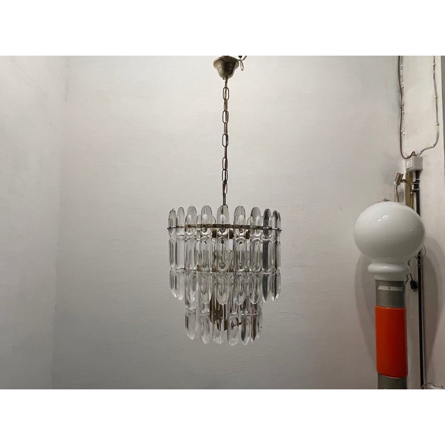 Gold Crystal & Brass Chandelier by Gaetano Sciolari, 1970s For Sale - Image 8 of 11