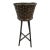 40s Round Rattan Wicker Basket Planter Spindle Legs For Sale