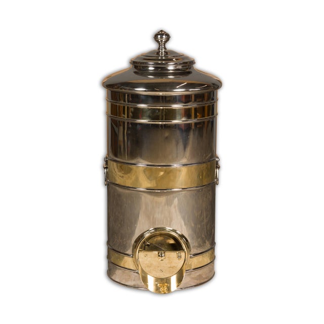 Early 20th Century French Turn of the Century Steel and Brass Coffee Bean Dispenser, circa 1900 For Sale - Image 5 of 12