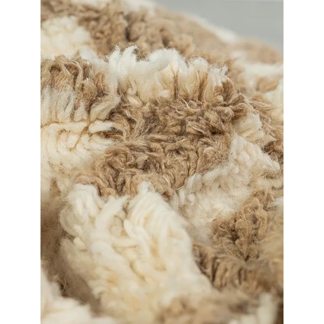Wood Coffee Check Berber Rug For Sale - Image 7 of 10