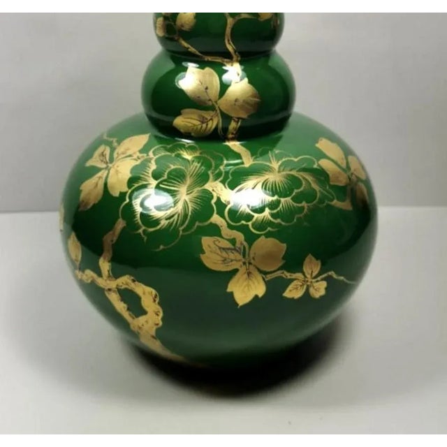 1940s Art Deco France Green Enameled Terracotta Vase For Sale - Image 4 of 13
