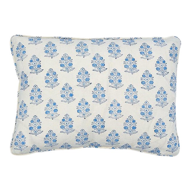 Schumacher Aditi Hand Blocked Print 18" x 12" Pillow For Sale