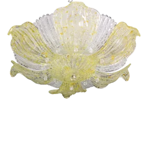 Vintage Murano Glass Ceiling Lamp Yellow