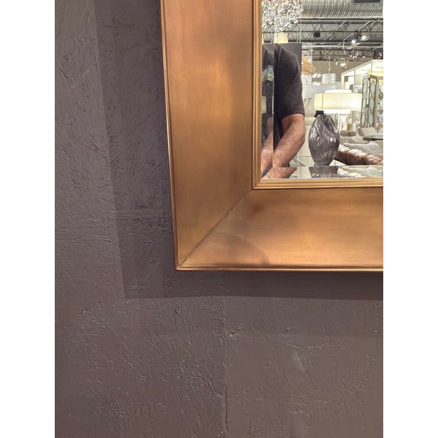 Modern Jonathan Charles Hamilton Brass Mirror. Square shape, brass color. Original Retail $3560. Showroom floor sample.
