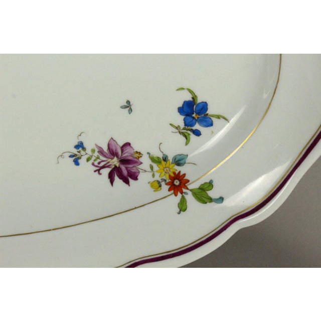 Mid 19th Century 1800's Meissen Porcelain "Deutches Blumen" Scattered Flowers Oval Platter For Sale - Image 5 of 12