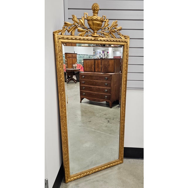 French 20th Century French Louis XVI Style Gilt Decorated Frame Wall Mirror For Sale - Image 3 of 8