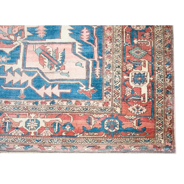 Tribal Late 19th Century Persian Floral Medallion Serapi Rug For Sale - Image 3 of 12