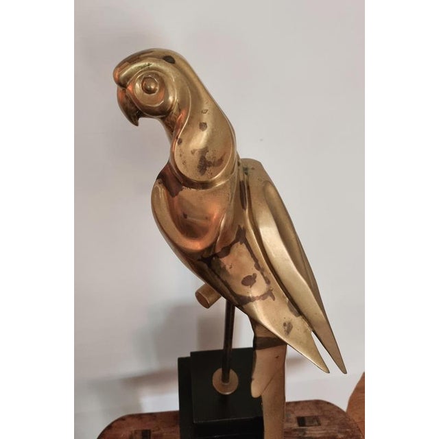 Hollywood Regency Brass Parrot Sculpture, 1970s For Sale - Image 10 of 18