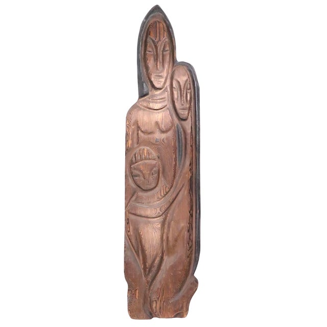Mid-Century Modern Mid 20th Century Mid Century Rustic Witco Carved Burnt Wood Sculpture For Sale - Image 3 of 9
