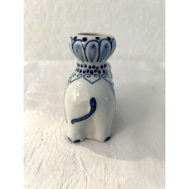 Vintage Chinese Blue & White Imperial Elephant Candle Holders, a Pair For Sale In West Palm - Image 6 of 7
