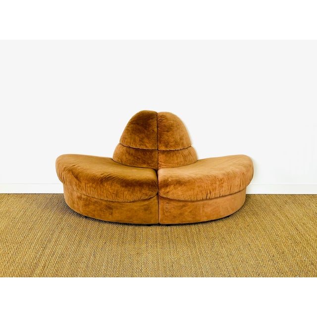 Vintage Velvet Modular Sofa and Armchair Set, 1970s, Set of 5 For Sale - Image 17 of 18